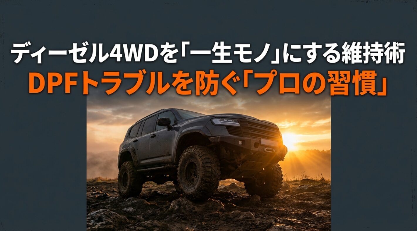 クリーンディーゼル車のDPF故障を防ぎ、20万キロ以上乗り続けるためのメンテナンス習慣を解説するシリーズの表紙スライド 。