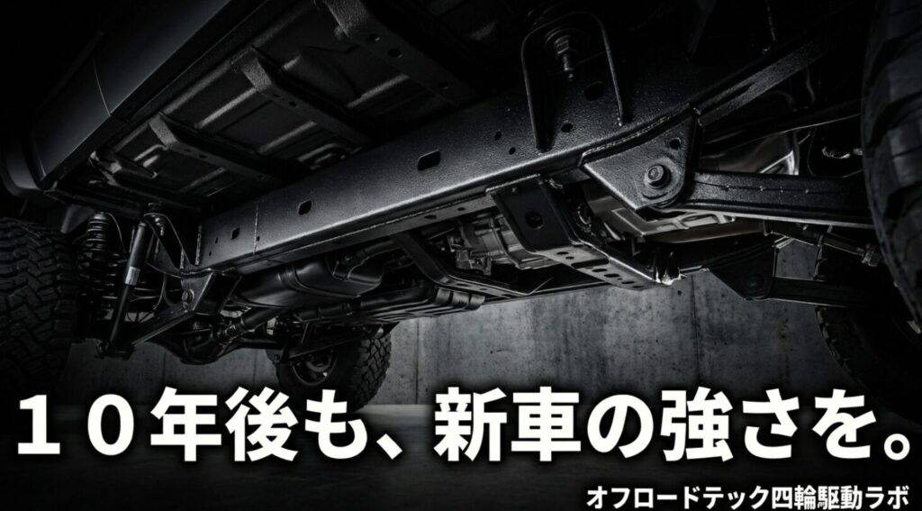 正しい知識と適切な防錆施工によって、10年後も新車時の強度と輝きを維持することを目指す結びのスライド 。