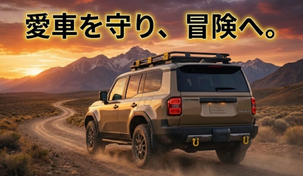 適切な防犯対策を施し、安心してランドクルーザーでドライブを楽しむオーナーのイメージ