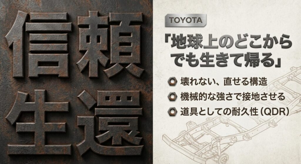「でも生きて帰る」ために壊れない・直せる構造と、機械的な強さを重視するトヨタ（TOYOTA）のQDR（品質・耐久性・信頼性）思想