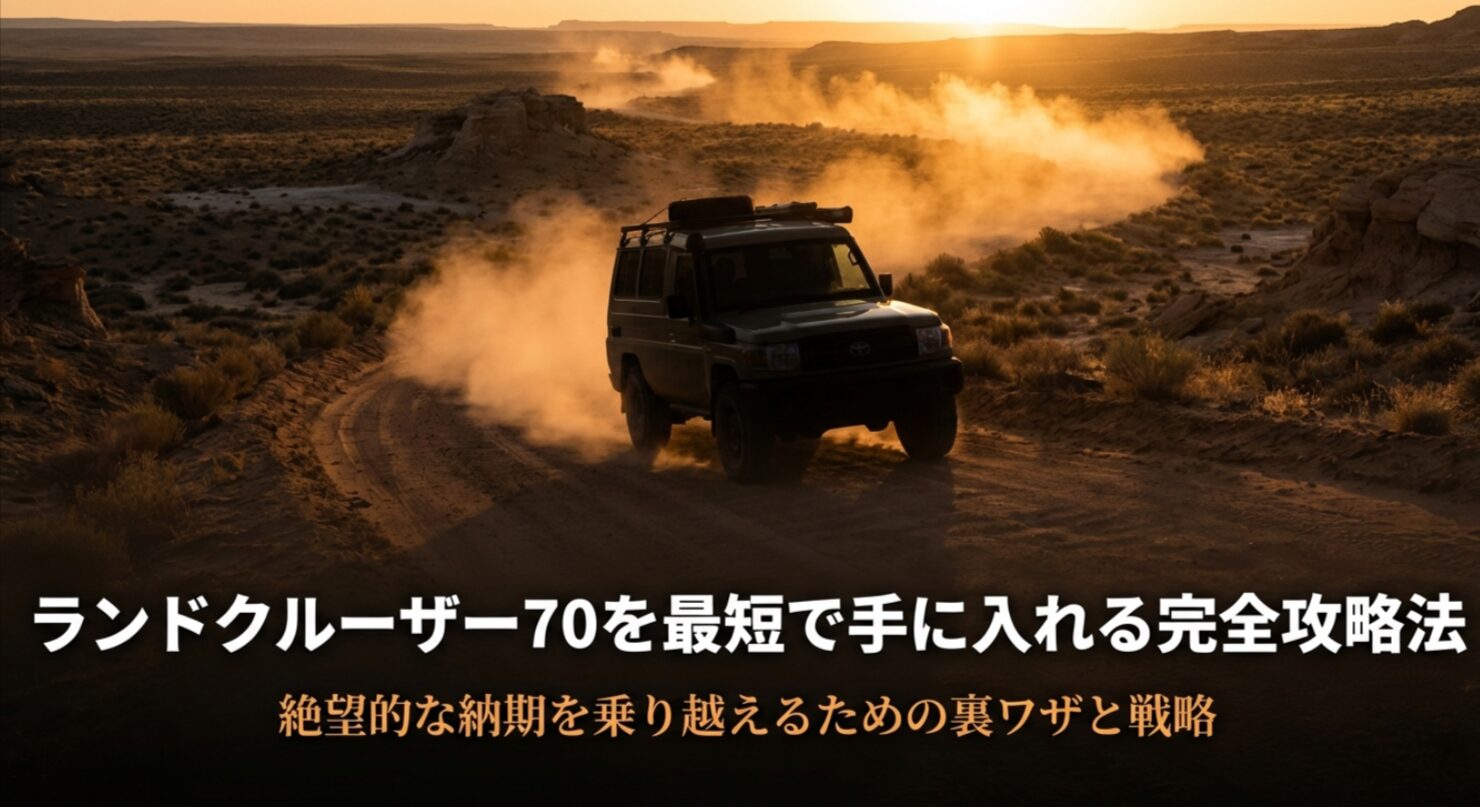 ランドクルーザー70を最短で手に入れるための攻略法をまとめたタイトルスライド。