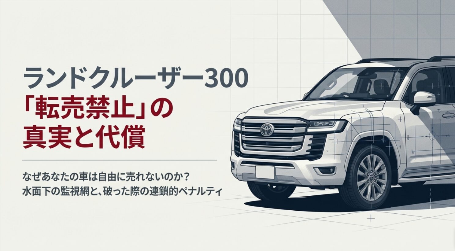 ランドクルーザー300の転売禁止ルールの理由と違反による代償についての概要スライド
