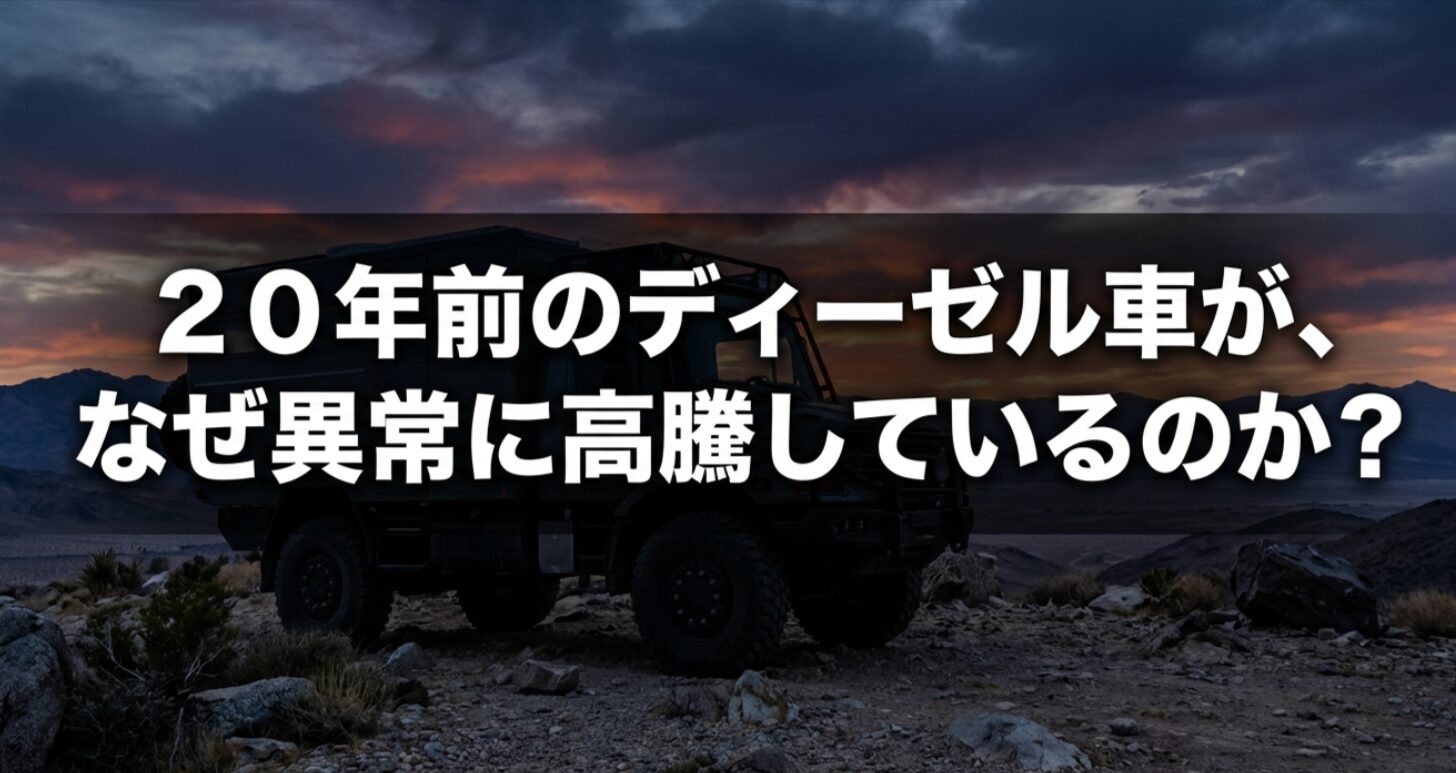 20年前のランドクルーザー100系ディーゼル車が中古市場で異常高騰している理由を問いかける導入スライド