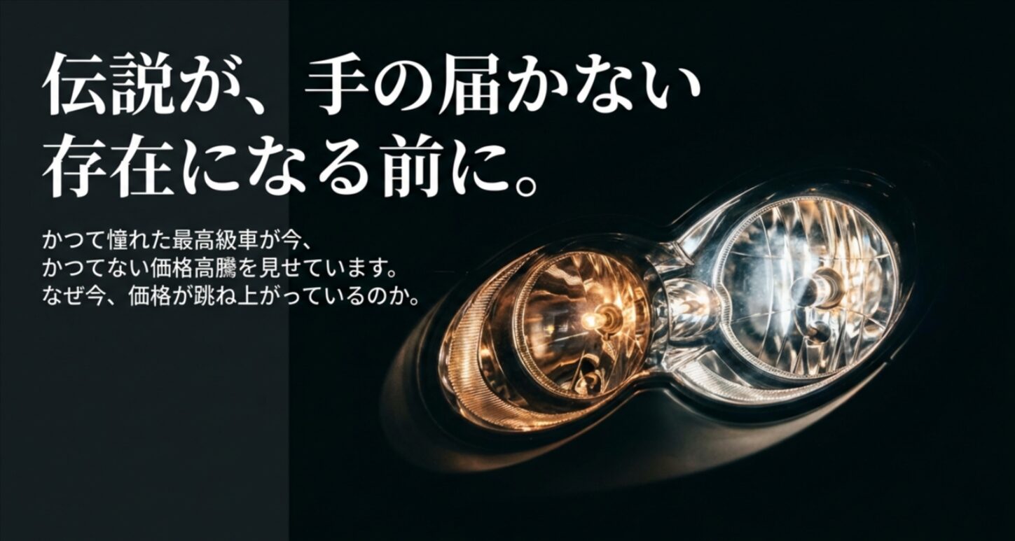 ランドクルーザーシグナスの市場価格高騰を伝えるスライド資料。
