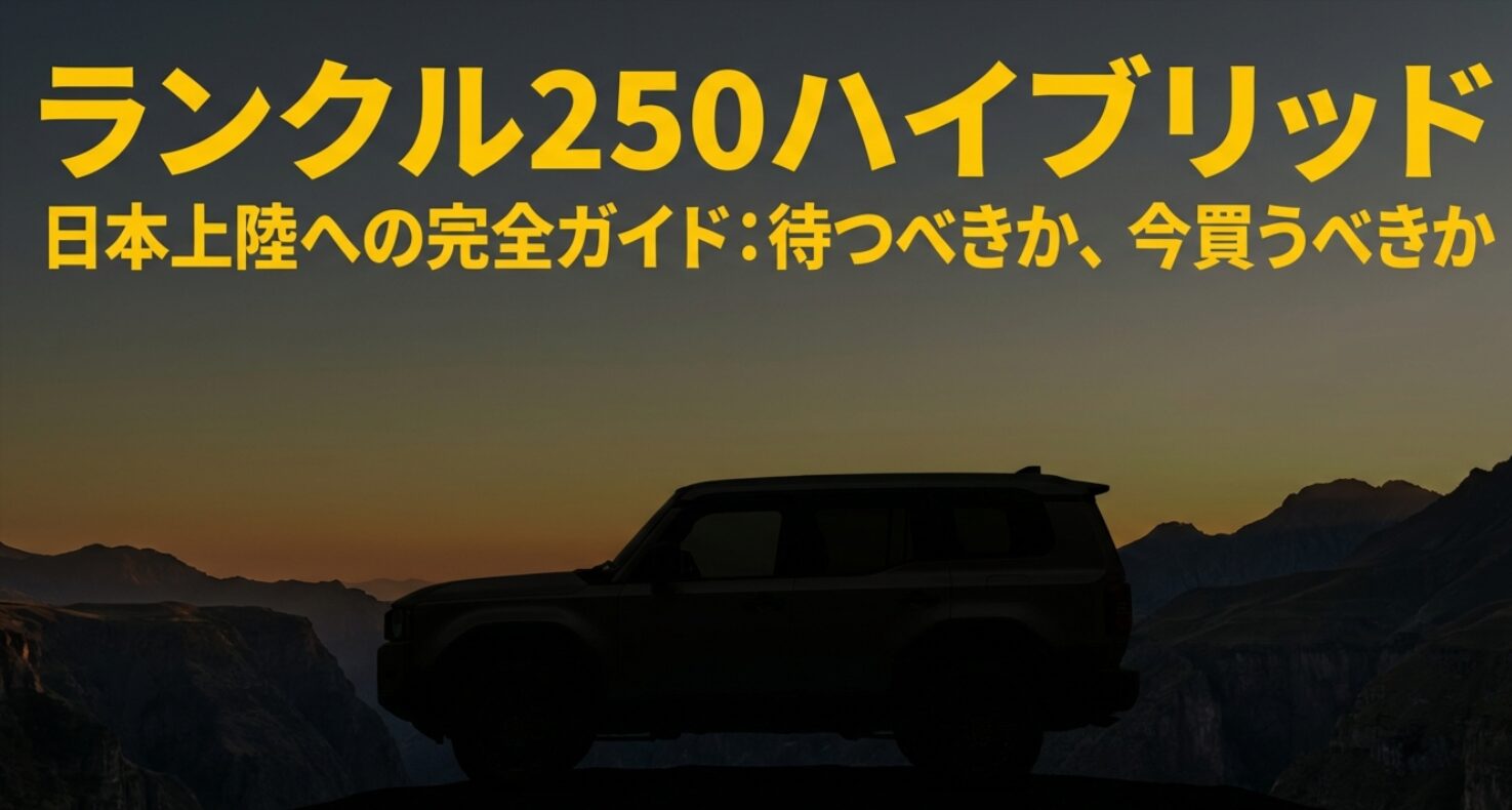ランドクルーザー250ハイブリッドの日本上陸に関する待つべきか今買うべきかを解説するスライドの表紙画像