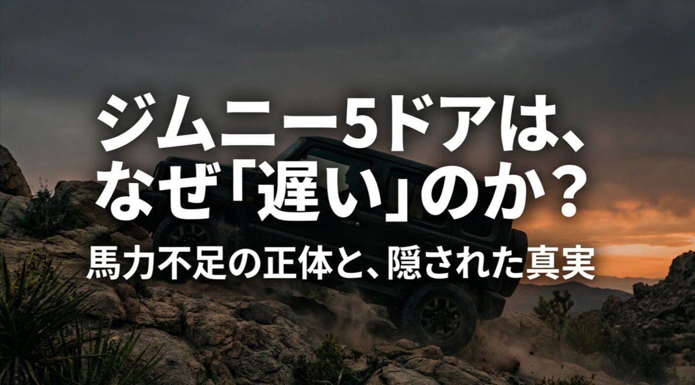 ジムニー5ドアはなぜ遅いのか、馬力不足の正体と真実を解説するタイトルスライド