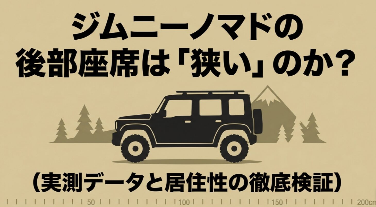ジムニーノマドの後部座席の狭さを実測データと居住性で徹底検証するスライドのタイトル画像
