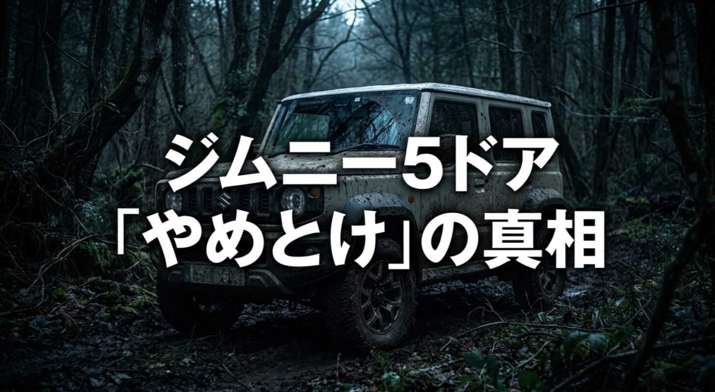 ジムニー5ドアモデルの「やめとけ」と言われる真相を解説するタイトルスライド