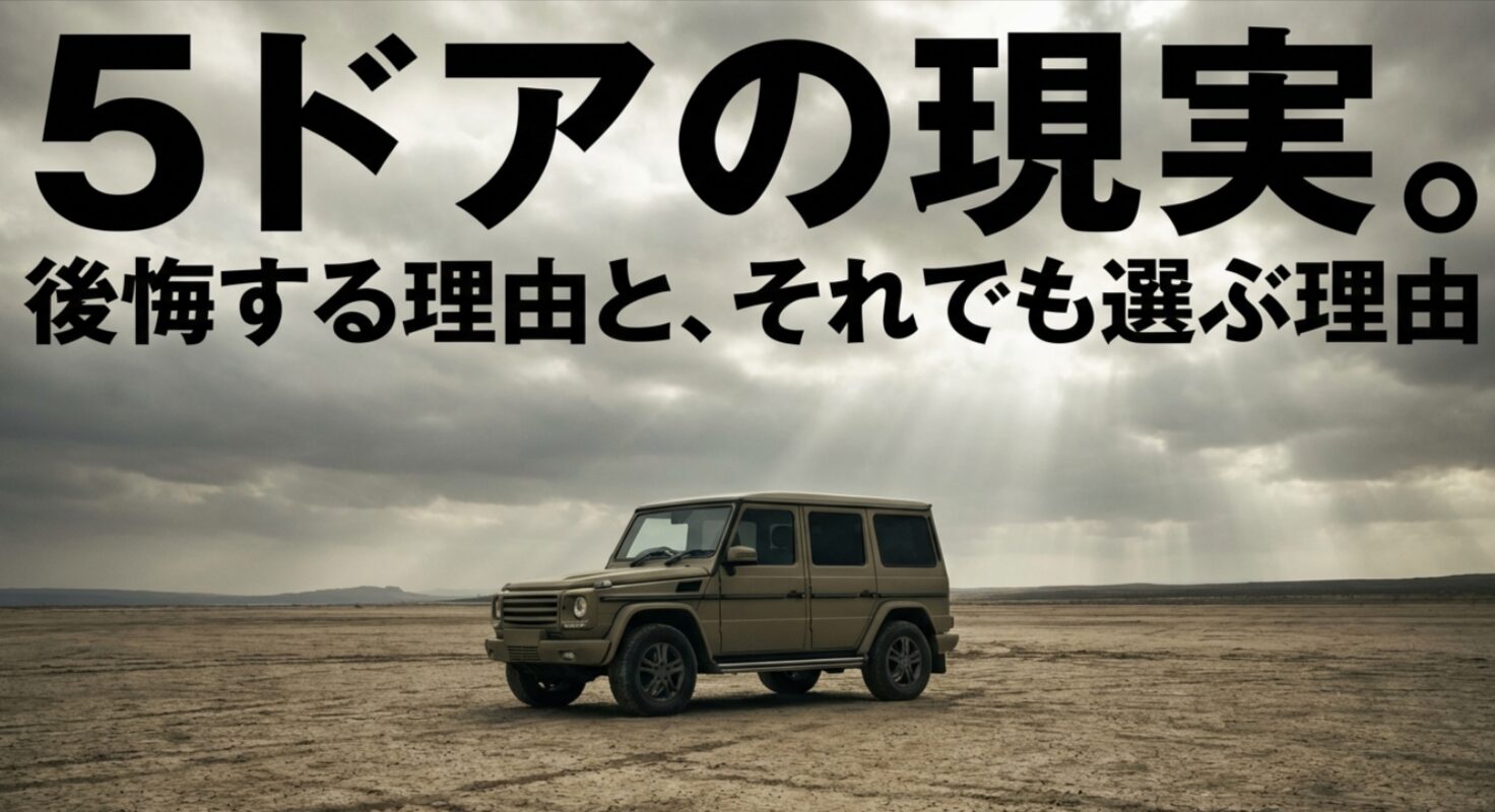 スズキ・ジムニーノマド5ドアモデル購入後の後悔と選ばれる理由を解説するプレゼンスライド表紙