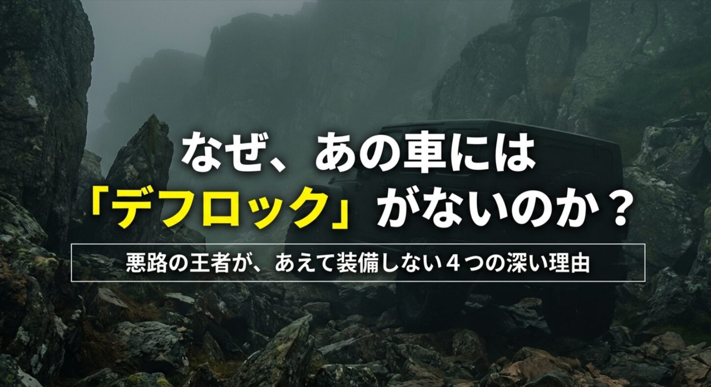 ジムニーにデフロックが装備されていない理由を解説するスライドの表紙画像。
