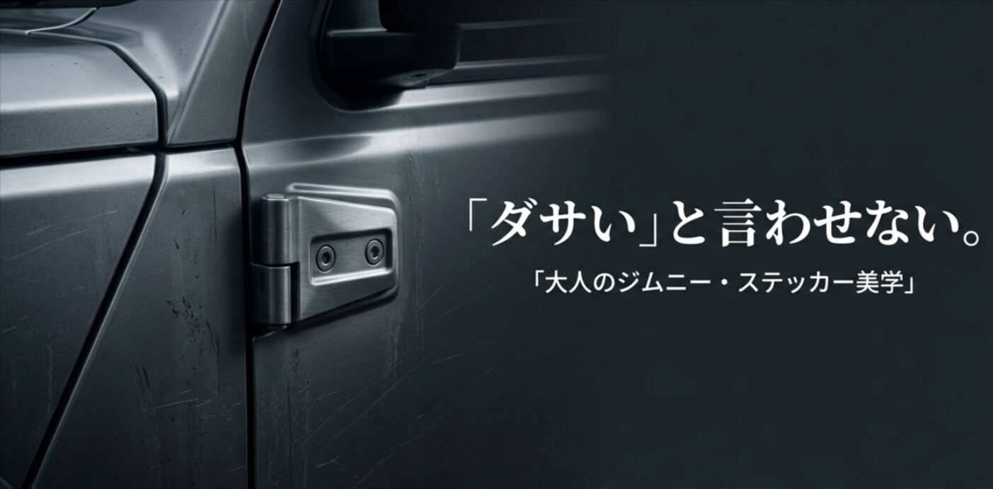 ジムニーのステッカーをダサいと言わせないための「大人のステッカー美学」を象徴するタイトル画像。