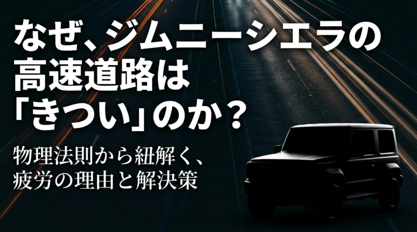ジムニーシエラの高速走行がきつい理由を物理法則から紐解く解説スライドのタイトル画面
