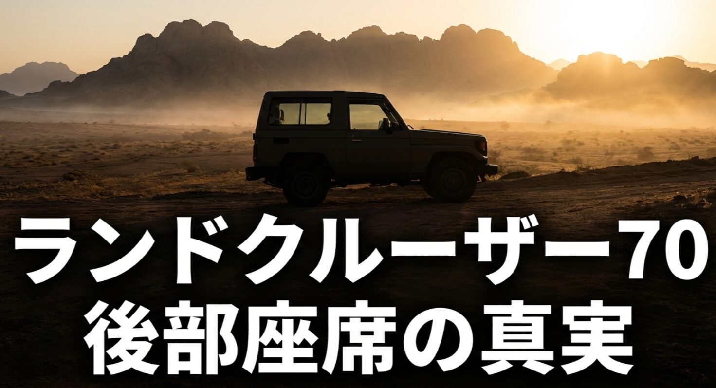 ランドクルーザー70後部座席の真実について解説するスライドのタイトル画像