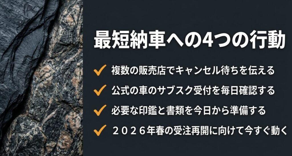 複数店舗訪問、サブスク確認、書類準備、2026年再開への準備の4大アクションまとめ 。