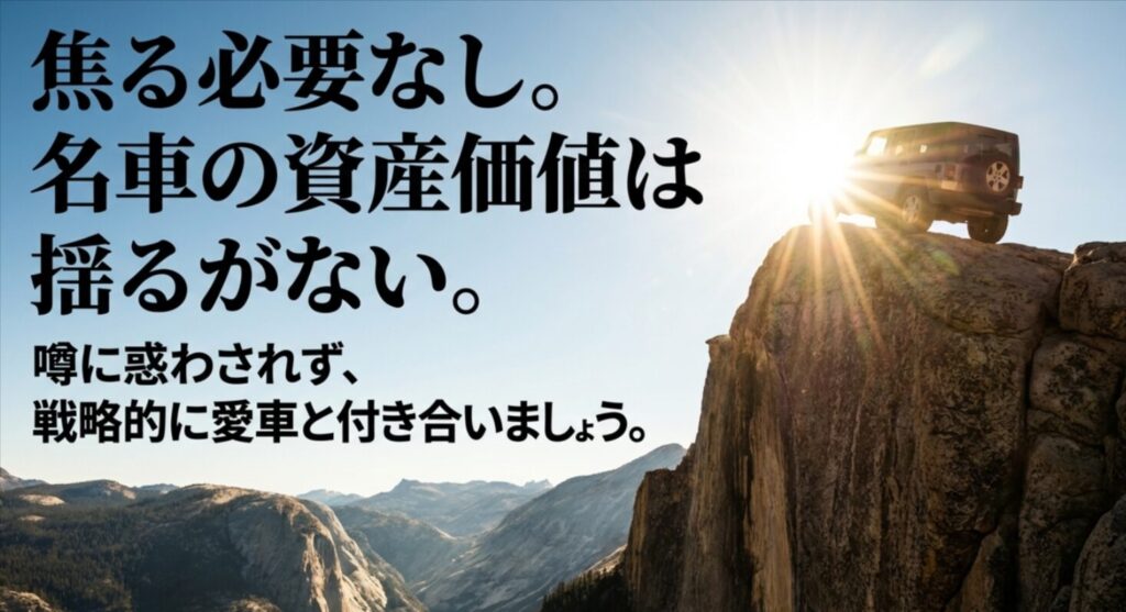 噂に惑わされず、戦略的に愛車と付き合うことを促す、プラドの資産価値についてのまとめ画像