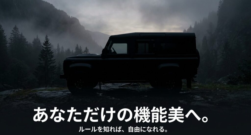 ルールを知ることで自由な自己表現を楽しむ、カスタマイズの締めくくりを促すエンディングスライド。