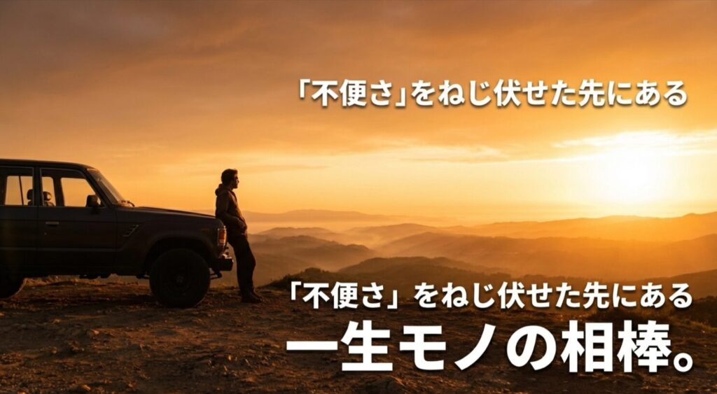 ランクルの不便さを克服した先にある相棒としての価値を伝えるまとめスライド