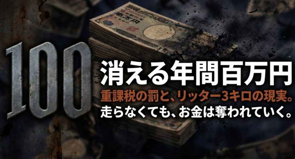 ランクル40の重課税と燃費リッター3キロの現実、年間維持費100万円の可能性を示すスライド