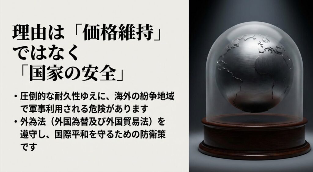 ランクルの耐久性による軍事利用リスクと外為法遵守、国際平和のための防衛策についての解説