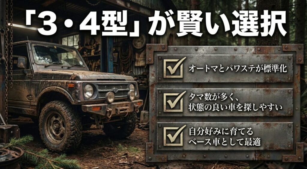 ATとパワステが標準化され、タマ数も多くベース車として最適な3型・4型のメリットまとめ。