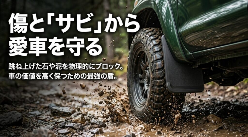 車の価値を高く保つための防錆・防汚効果を説明するスライド