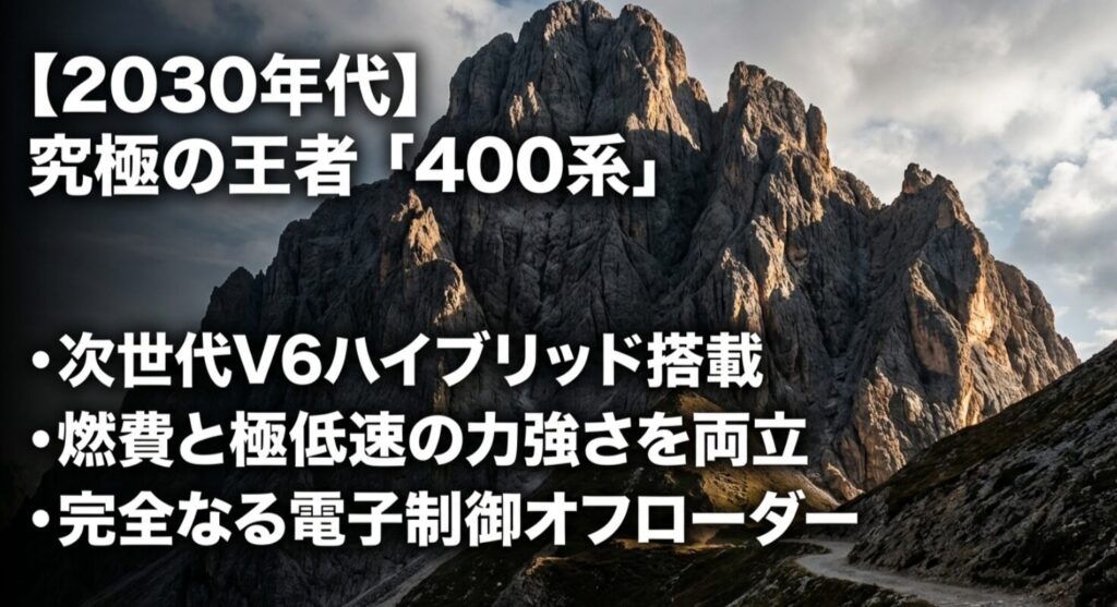 次世代V6ハイブリッドを搭載し、完全なる電子制御オフローダーへと進化した400系。