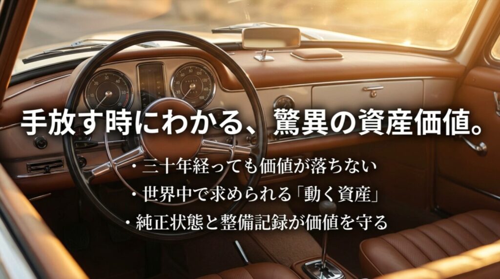 30年経っても落ちない資産価値と、世界中で求められる動く資産としてのランクルの価値。