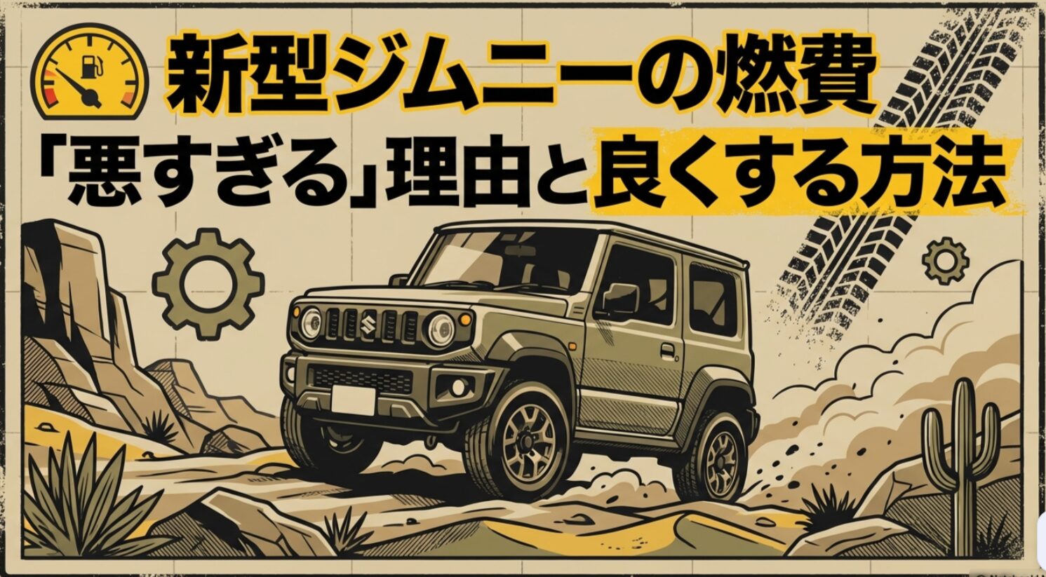 新型ジムニーの燃費が悪すぎる理由と改善方法をまとめた表紙スライド