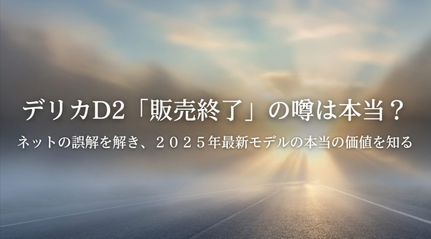 デリカD2の販売終了の噂と、2025年最新モデルの本当の価値を紹介する導入スライド