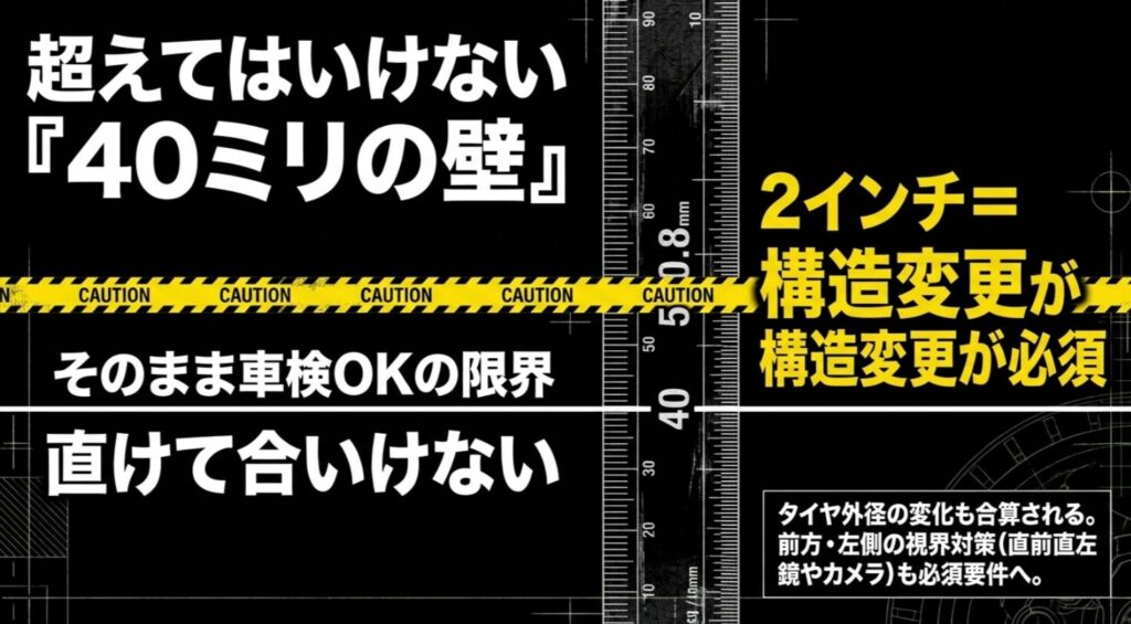 デリカD5の2インチアップと40mmの壁