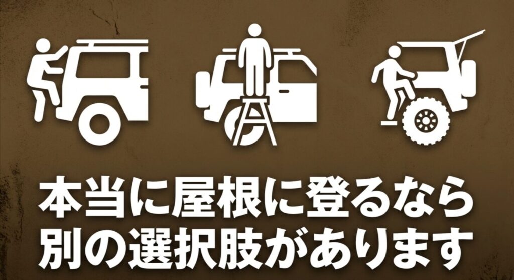 リアラダー以外にも屋根へアクセスする方法があることを示す代替案スライド