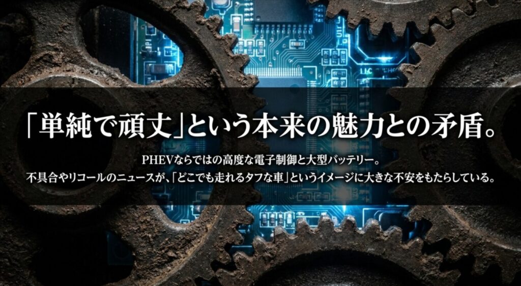 単純で頑丈というラングラーの魅力とPHEVの複雑さの矛盾を表現したスライド
