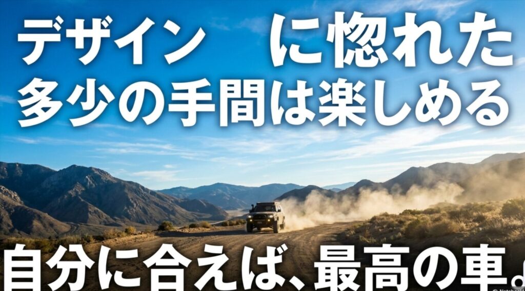 デザインに惚れ、多少の手間も楽しめる人には最高の車になり得ると示す総括スライド