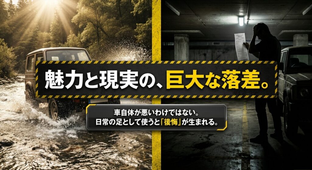 FJクルーザーは車自体が悪いわけではなく日常使いとのギャップで後悔しやすいことを示す解説スライド