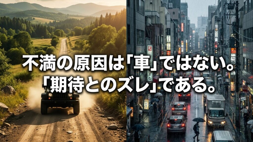 ジープレネゲードの不満は車そのものではなく期待とのズレから生まれることを示すスライド