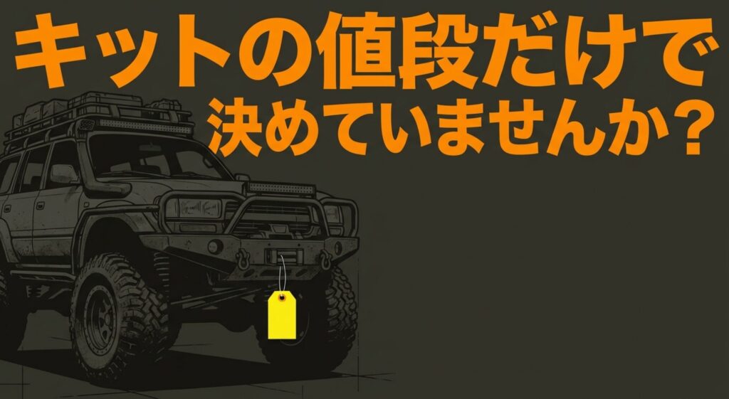 ラングラーのリフトアップをキットの値段だけで決めない重要性を示すスライド
