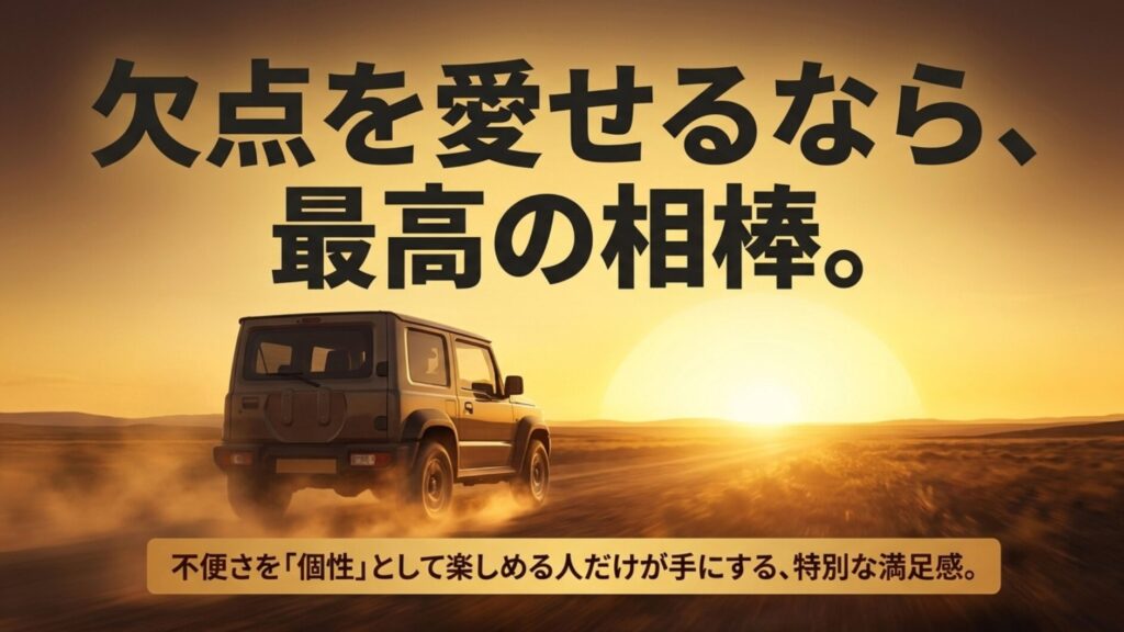 FJクルーザーの不便さを個性として楽しめる人には最高の相棒になることを示す締めの解説スライド