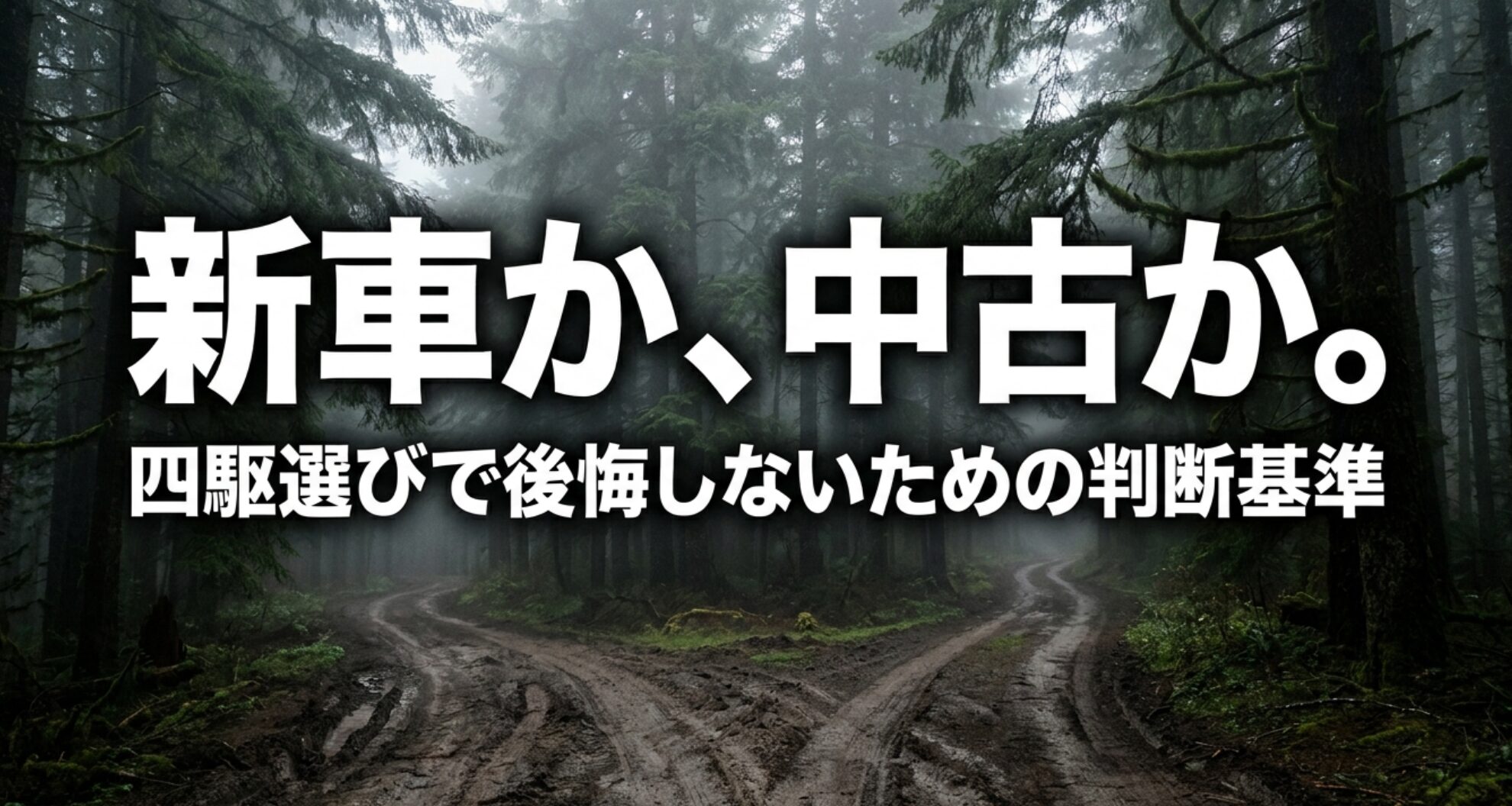 新車4WDと中古4WDのどちらを選ぶべきか、後悔しないための判断基準を示したタイトルスライド