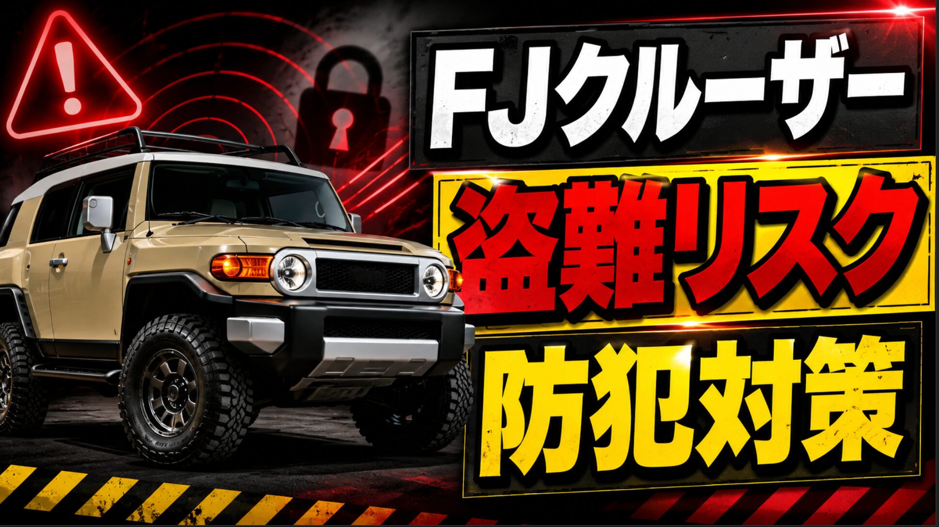 FJクルーザーの盗難実態と今日からできる防犯対策を示した記事導入用スライド