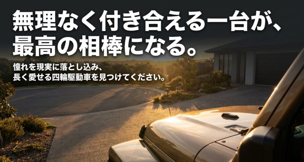 憧れを現実に落とし込み、長く愛せる四輪駆動車を選ぶことの大切さを伝える締めの画像