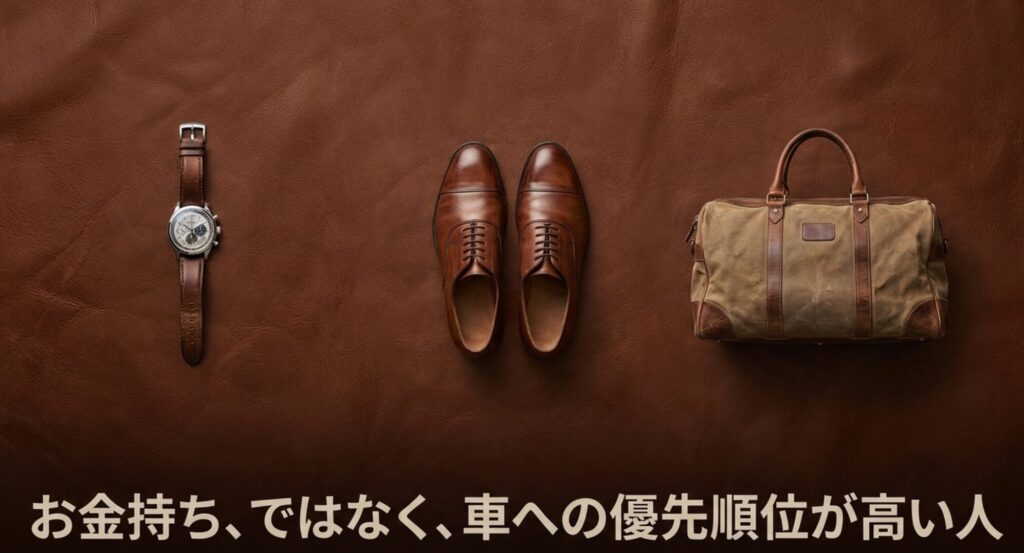 ジープコンパスに乗ってる人はお金持ちではなく車への優先順位が高い人であることを示すスライド