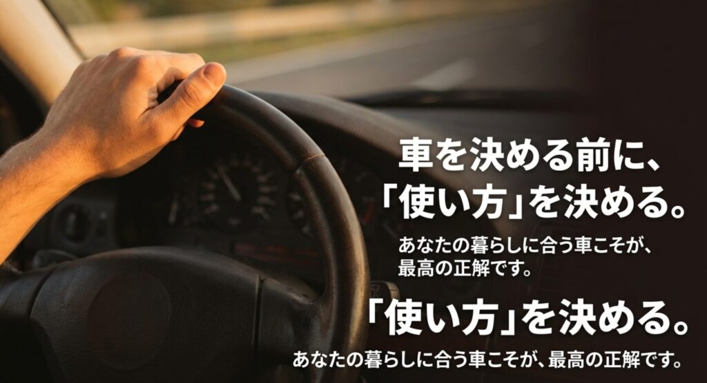 4WD選びでは車種名より先に、雪道・街乗り・家族利用など自分の使い方を決める重要性を示す画像