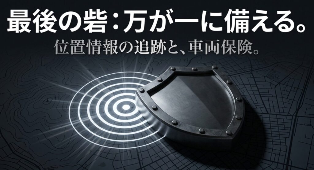 位置情報の追跡と車両保険を、盗難された後に備える最後の防御層として示すスライド