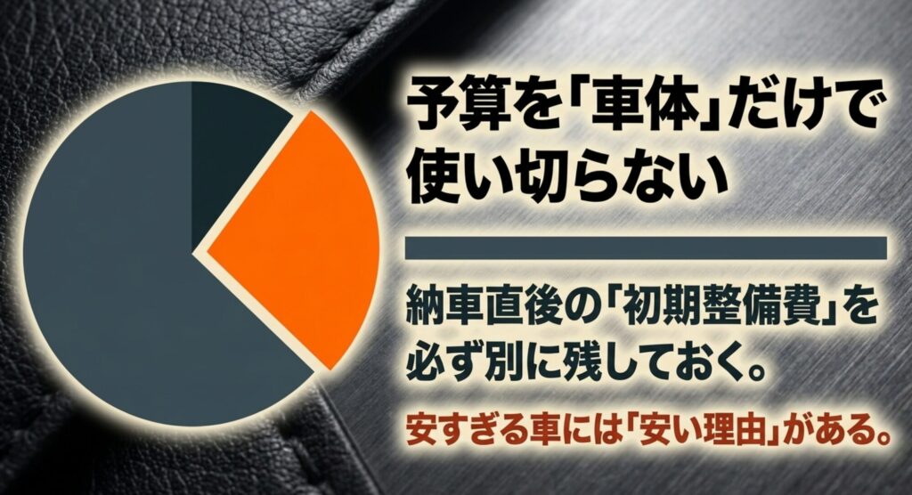ジープチェロキー購入時は車体価格だけでなく納車後の初期整備費を別に残すべきことを示す画像