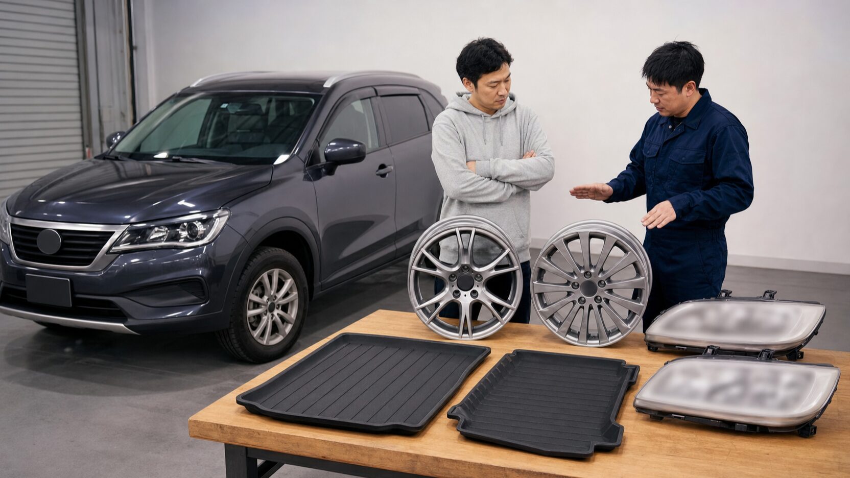RAV4 50系前期と後期でカスタムパーツの適合を確認するイメージ