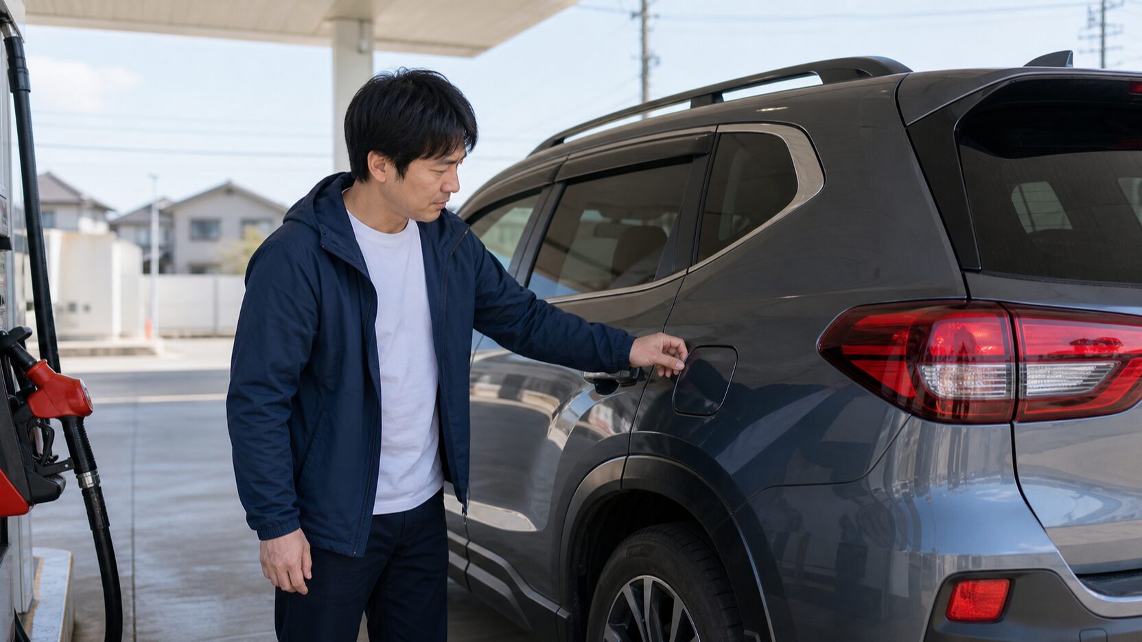 RAV4の給油口が開かないときに給油扉を確認するイメージ