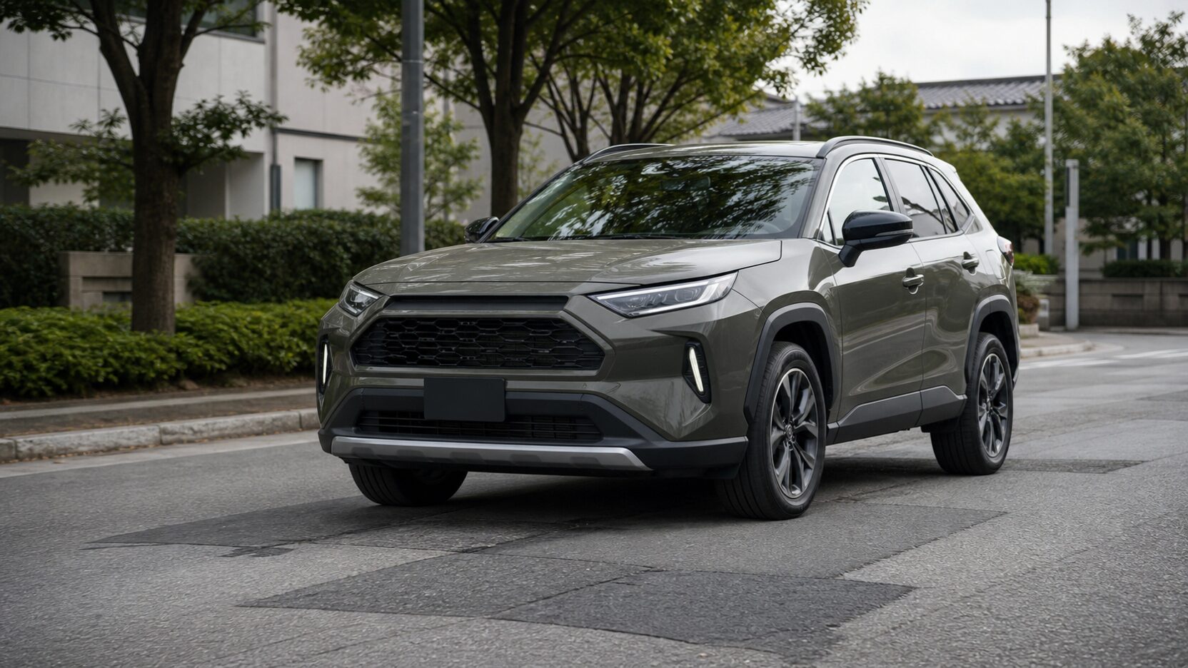 RAV4の乗り心地を荒れた舗装路で確認するSUVのイメージ